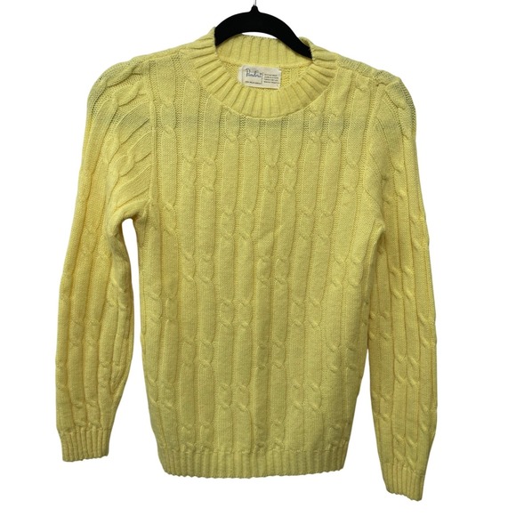 Pandora Sweaters - Pandora Lemon Yellow Fisherman Cable Knit Vintage‎ Sweater Chunky Preppy Cozy M